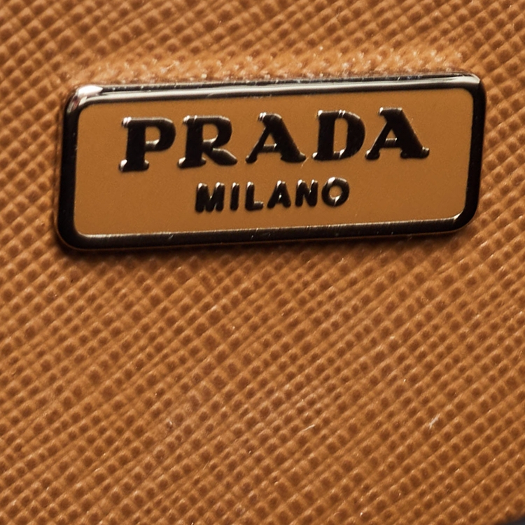 Pre Owned Prada Brown Saffiano Lux Leather Sound Flap Top Handle Bag