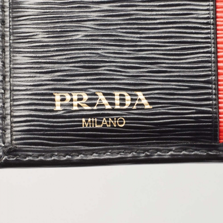 Pre Owned Prada Black Vittello Move Leather Trifold Wallet