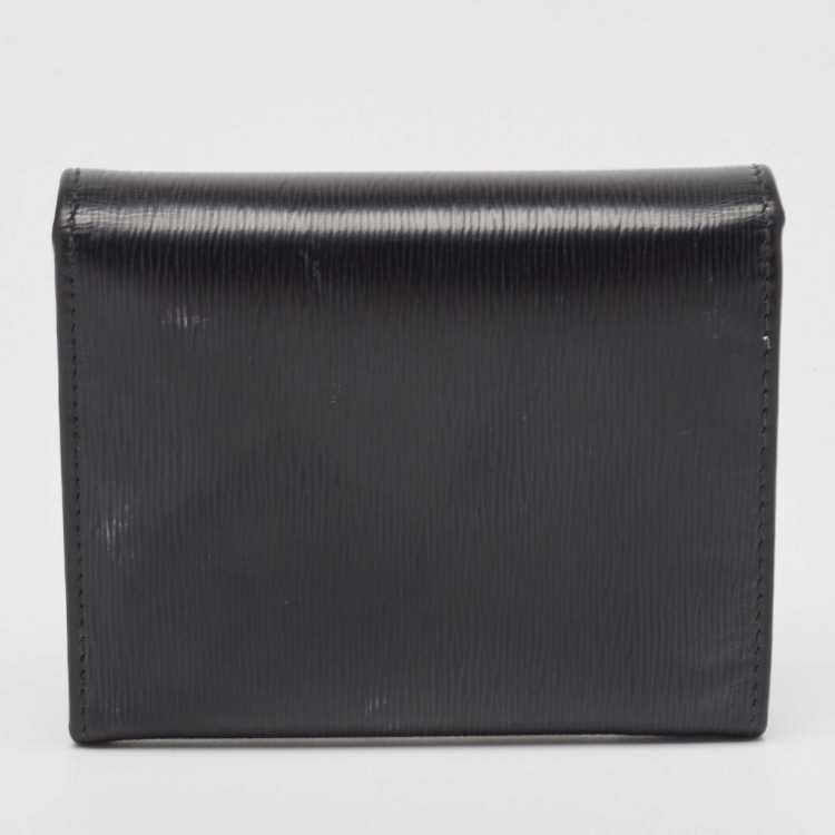 Pre Owned Prada Black Vittello Move Leather Trifold Wallet