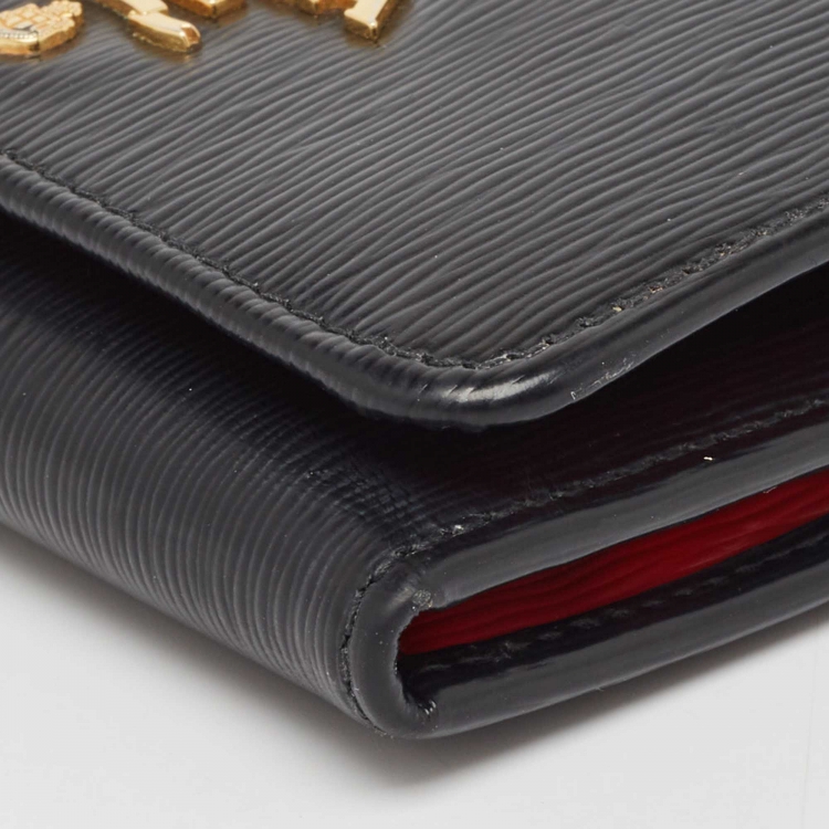 Pre Owned Prada Black Vittello Move Leather Trifold Wallet