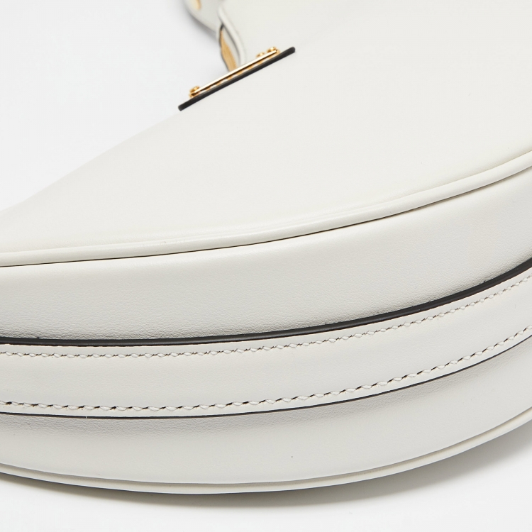 Pre Owned Prada Off White Leather Arqué Hobo