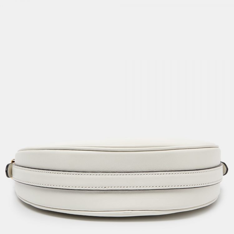 Pre Owned Prada Off White Leather Arqué Hobo