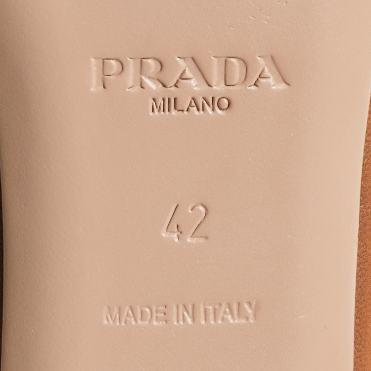 Pre Owned Prada Brown/Red Leather and Patent Cap Toe Bow Ballet Flats Size 42