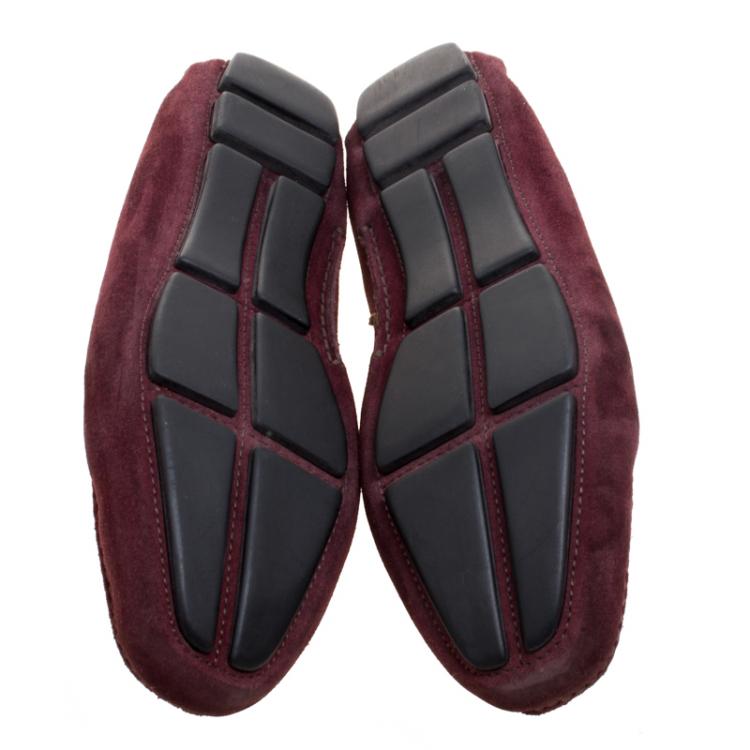 Pre Owned Prada Bordeaux Suede Loafers Size 39.5