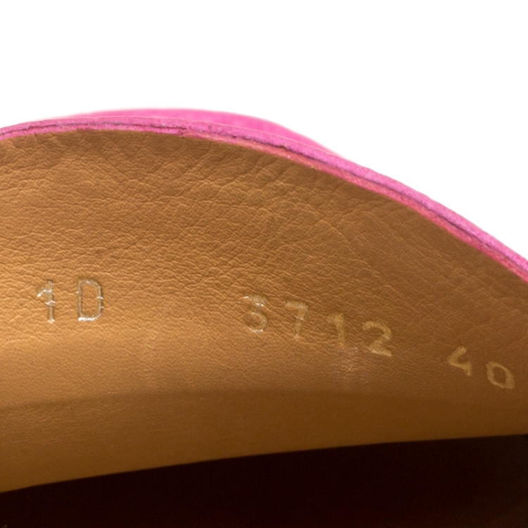 Pre Owned Prada Fuchsia Pink Leather Loafers Size 40 