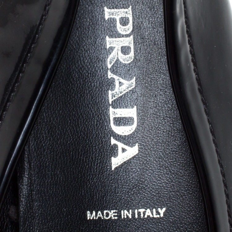 Pre Owned Prada Black Patent Leather Slip On Loafers Size 37