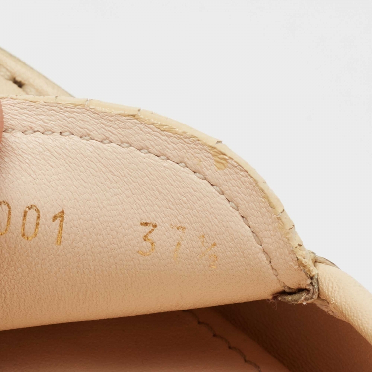 Pre Owned Prada Cream Leather Bar Driver Slip on Loafers Size 37.5