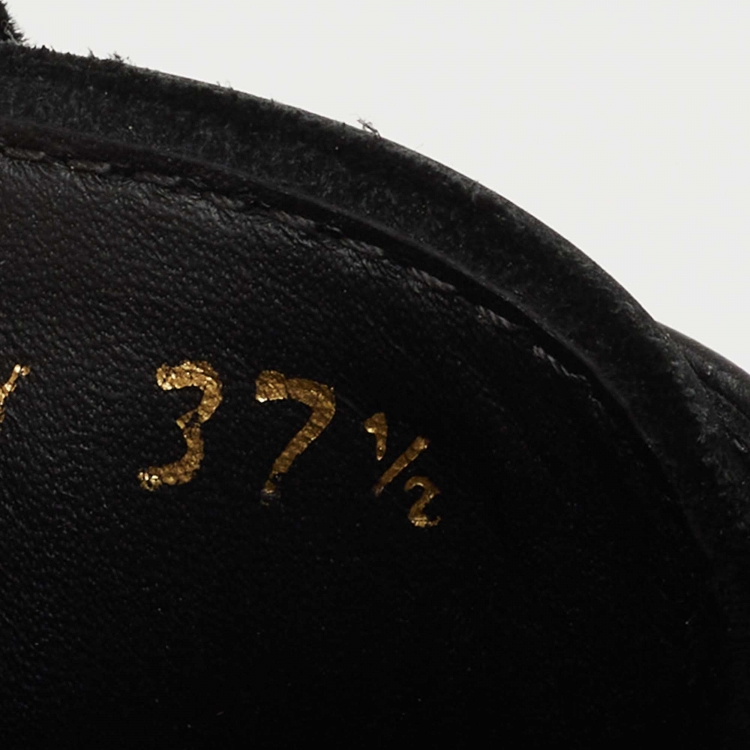 Pre Owned Prada Black Leather Lace Up Wedge Derby Sneakers Size 37.5  