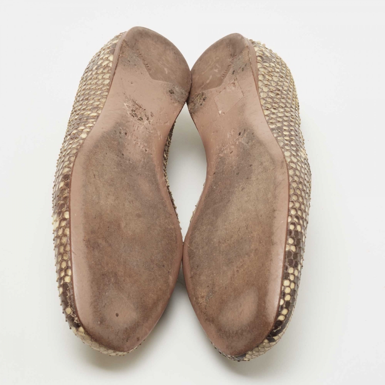 Pre Owned Prada Two Tone Snakeskin Smoking Slippers Size 38