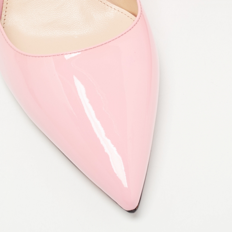 Pre Owned Prada Pink Patent Leather Heart Patch Pumps Size 40.5