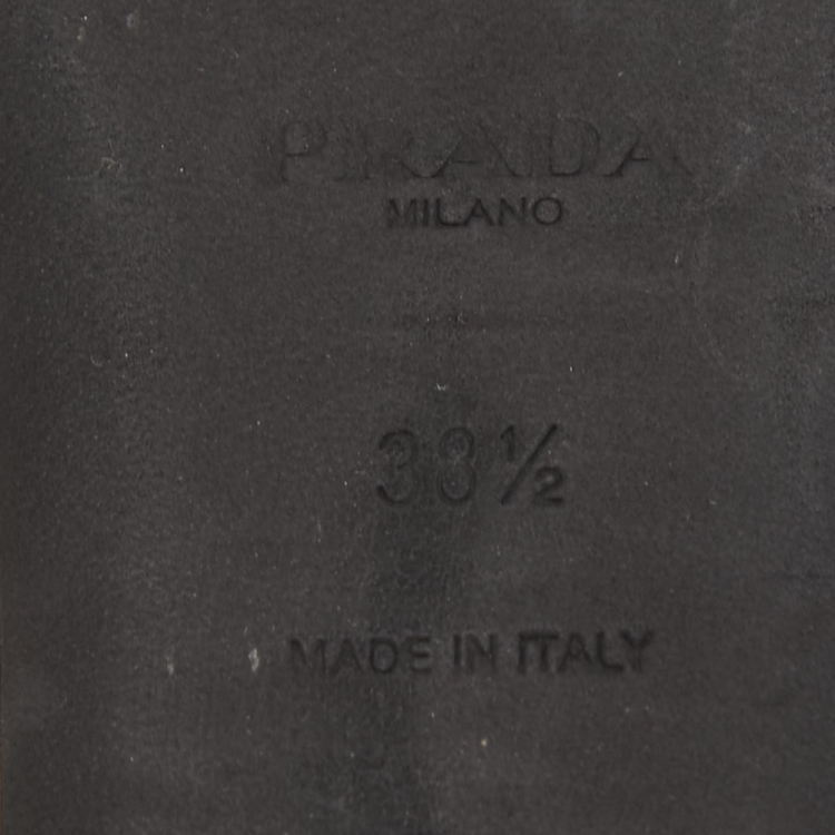 Pre Owned Prada Beige/Black Logo Print Canvas Flat Slides Size 38.5