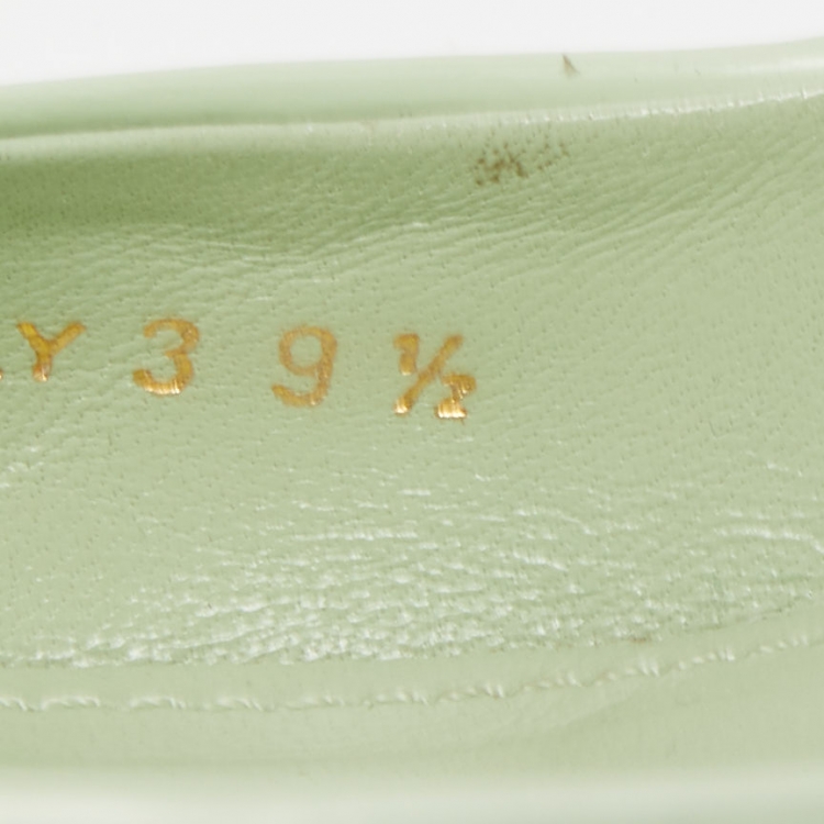 Pre Owned Prada Green Leather Pointed Toe Slingback Pumps 39.5