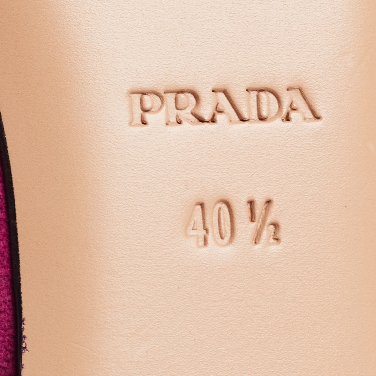 Pre Owned Prada Fuchsia Suede Bow Ballet Flats Size 40.5