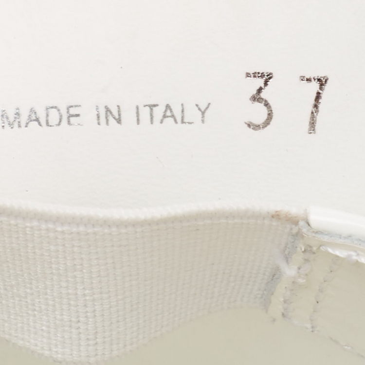 Pre Owned Prada White Patent Leather Logo Plaque Loafers Size 37