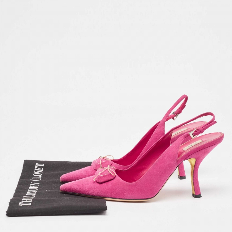 Pre Owned Prada Pink Suede Slingback Pumps Size 39