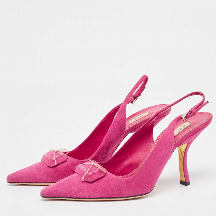 Pre Owned Prada Pink Suede Slingback Pumps Size 39