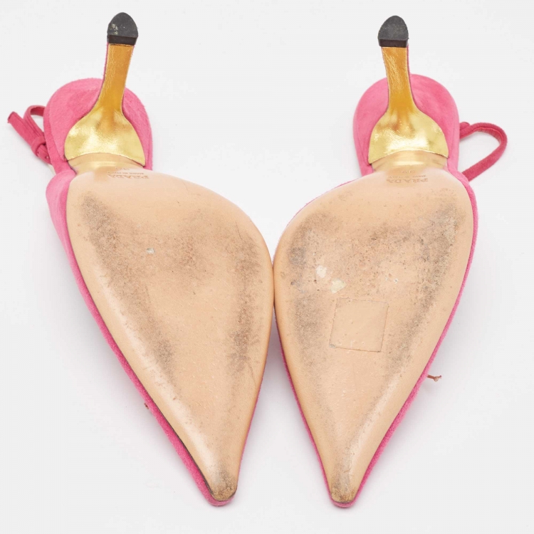 Pre Owned Prada Pink Suede Slingback Pumps Size 39