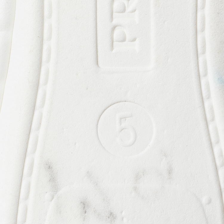 Pre Owned Prada White Logo Knit Fabric Low Top Sneakers Size 38