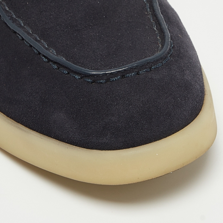 Pre Owned Prada Navy Blue Suede Penny Loafers Size 36