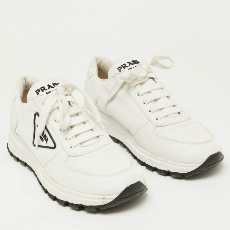 Pre Owned Prada Sport White Canvas Lace Up Sneaker Size 38.5
