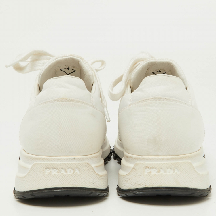 Pre Owned Prada Sport White Canvas Lace Up Sneaker Size 38.5