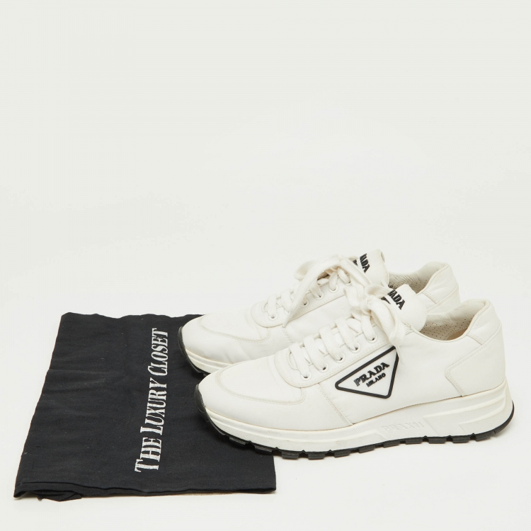 Pre Owned Prada Sport White Canvas Lace Up Sneaker Size 38.5