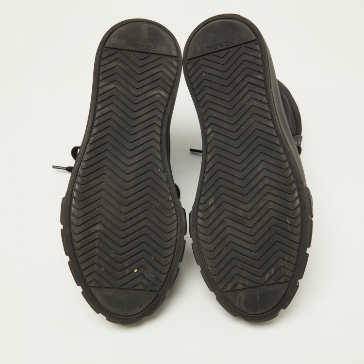 Pre Owned Prada Black Nylon High Top Sneakers Size 37