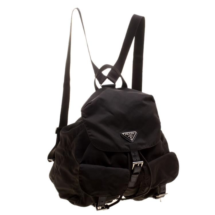 Pre Owned Prada Khaki Nylon Drawstring Backpack