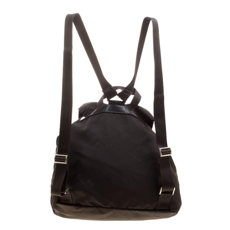 Pre Owned Prada Khaki Nylon Drawstring Backpack