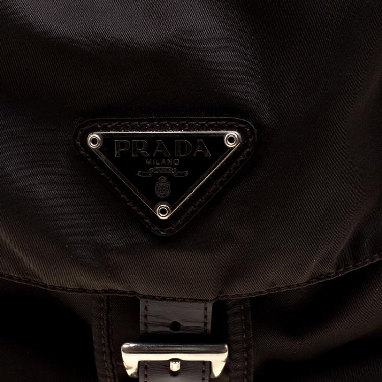 Pre Owned Prada Khaki Nylon Drawstring Backpack