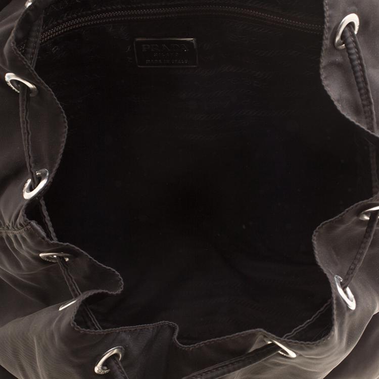 Pre Owned Prada Khaki Nylon Drawstring Backpack