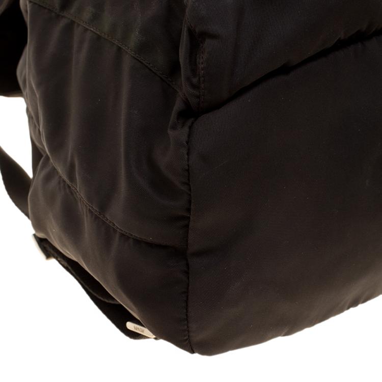 Pre Owned Prada Khaki Nylon Drawstring Backpack