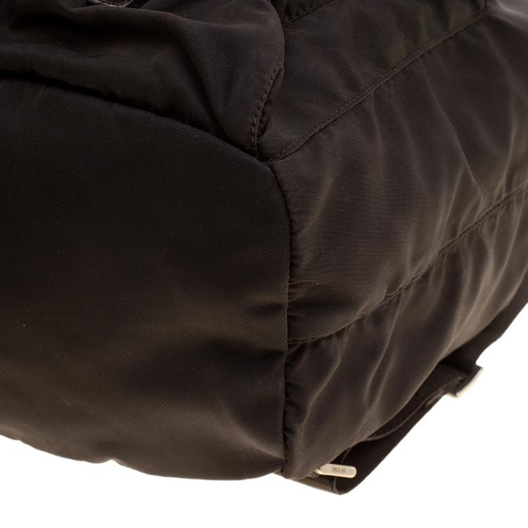 Pre Owned Prada Khaki Nylon Drawstring Backpack