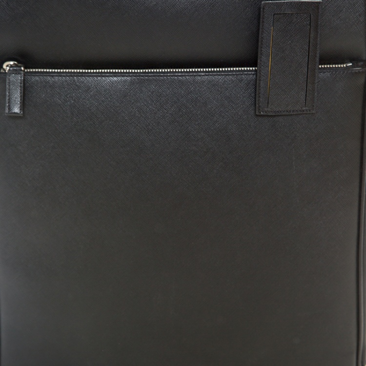 مملوكة مسبقًا Prada Black Saffiano Leather Trolley Rolling Luggage