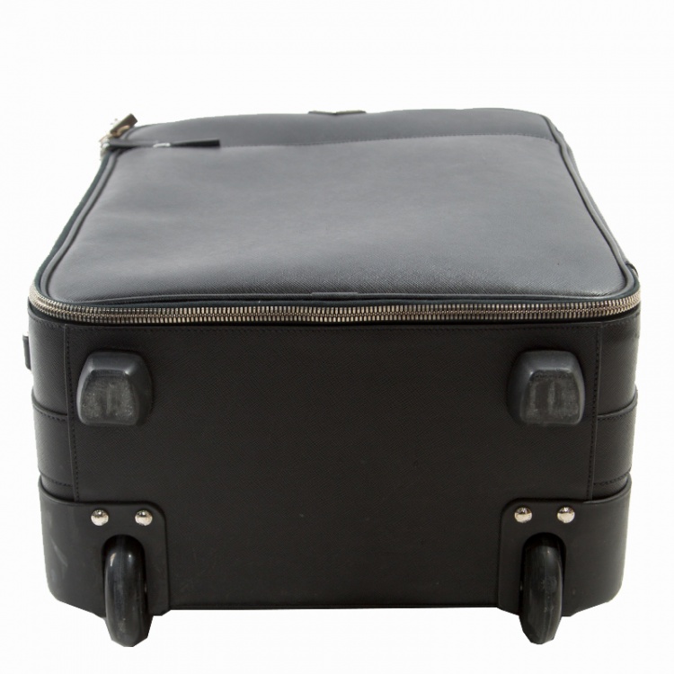مملوكة مسبقًا Prada Black Saffiano Leather Trolley Rolling Luggage