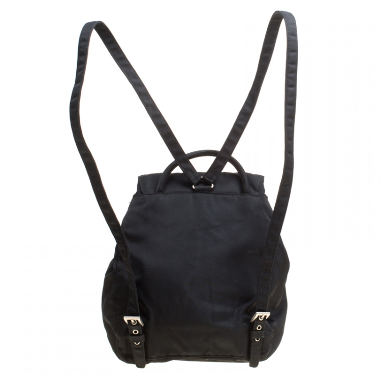 Pre Owned Prada Black Nylon Drawstring Backpack