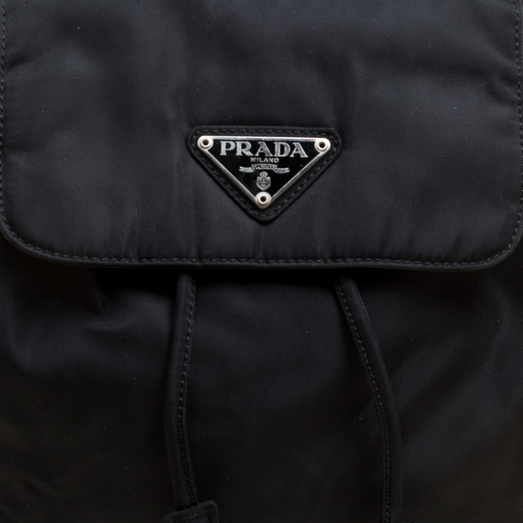 Pre Owned Prada Black Nylon Drawstring Backpack