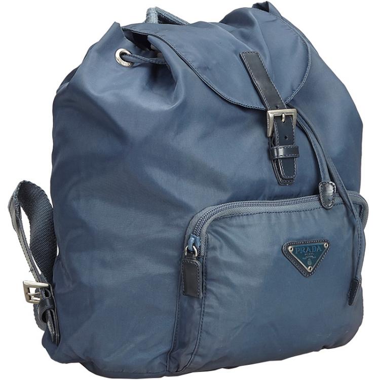 Pre Owned Prada Gray Tessuto Nylon Drawstring Backpack