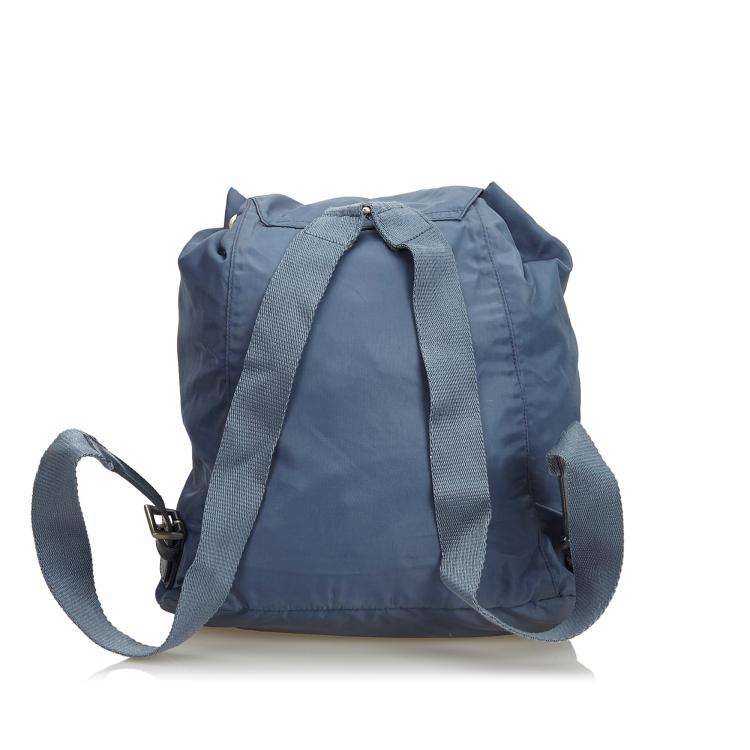 Pre Owned Prada Gray Tessuto Nylon Drawstring Backpack