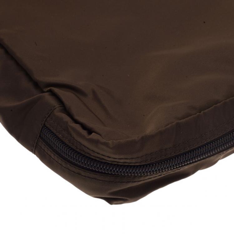 Pre Owned Prada Brown Nylon Zip Top Travel Case