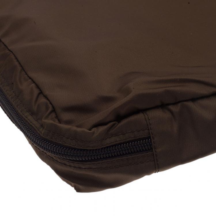 Pre Owned Prada Brown Nylon Zip Top Travel Case