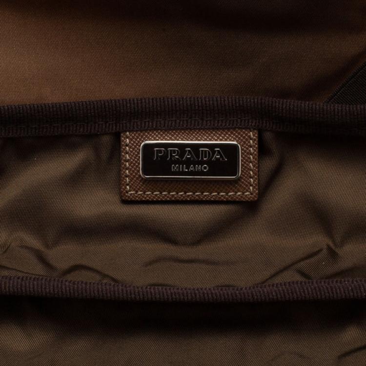 Pre Owned Prada Brown Nylon Zip Top Travel Case