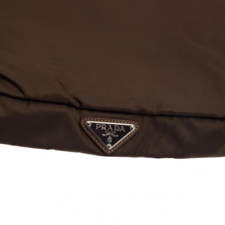 Pre Owned Prada Brown Nylon Zip Top Travel Case