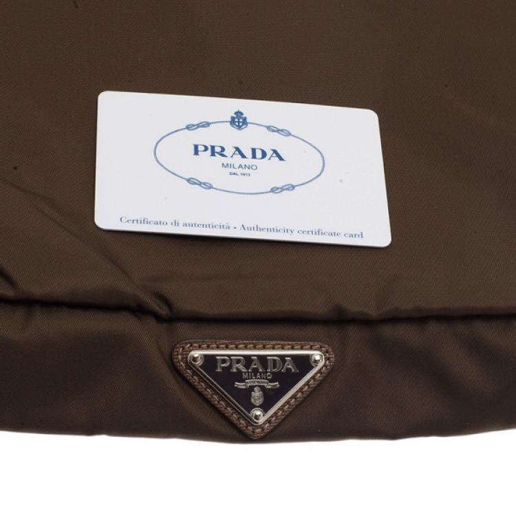 Pre Owned Prada Brown Nylon Zip Top Travel Case