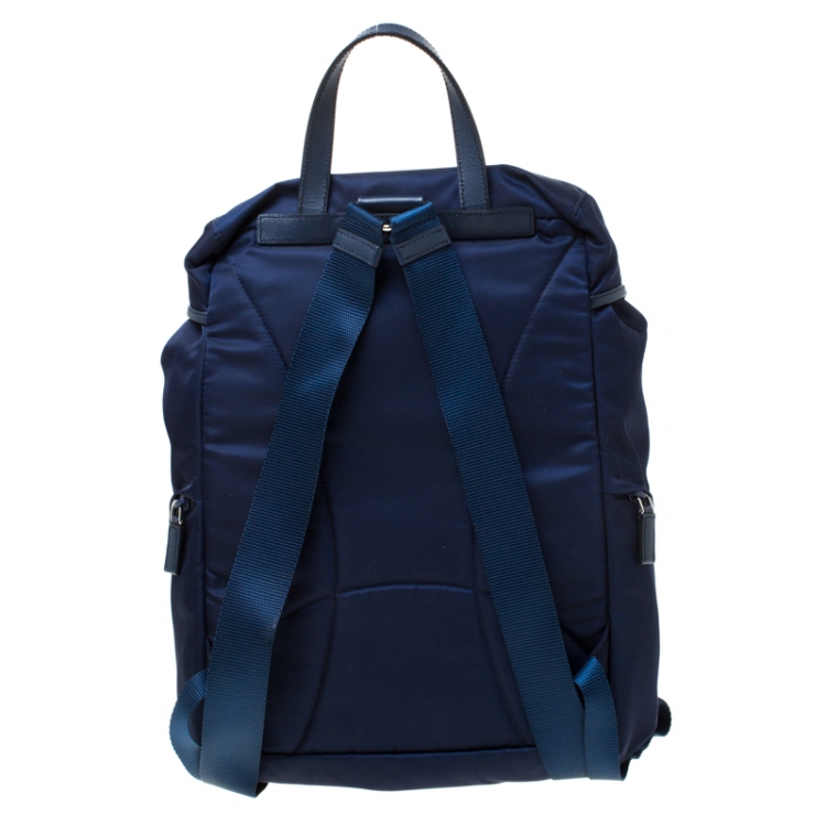 Pre Owned Prada Navy Blue Nylon Backpack
