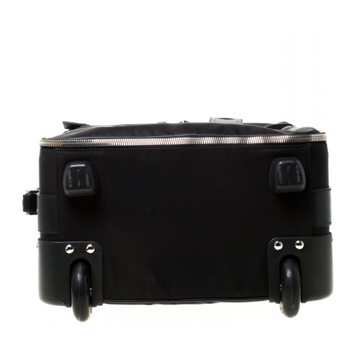 Pre Owned Prada Black Tessuto and Leather Trolley Rolling Luggage
