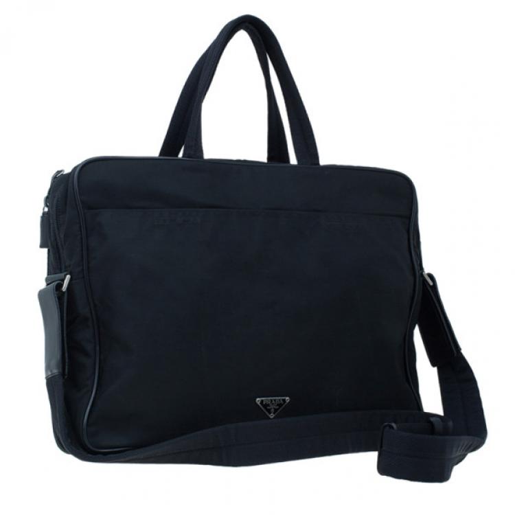 Pre Owned Prada Black Nylon Briefcase