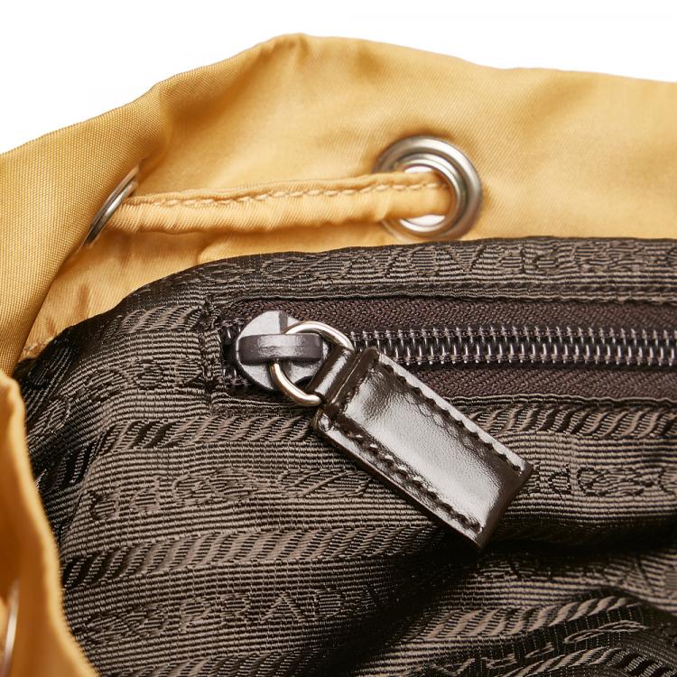 Pre Owned Prada Beige/Brown Tessuto Drawstring Backpack