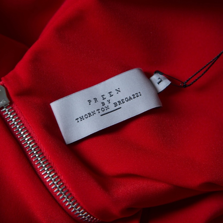 Pre Owned Preen By Thornton Bregazzi Red Pleated Finella Midi Dress L