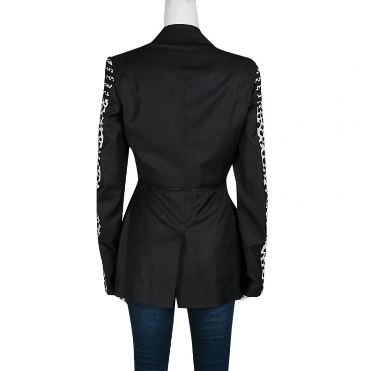 Pre Owned Preen by Thornton Bregazzi Monochrome Dalmatin Spot Jacquard Colby Jacket S